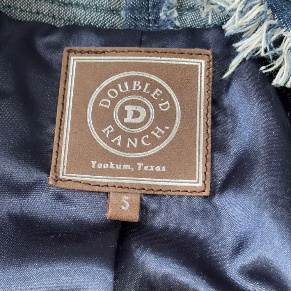 Double D Ranch Beaded Fringed Open Denim Jacket SMALL - Picture 15 of 16